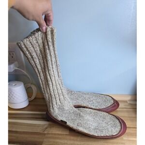 Acorn Gray Ragg Wool Slipper Sock‎ Suede Cushioned Comfort Warm XS M 6-7 Note